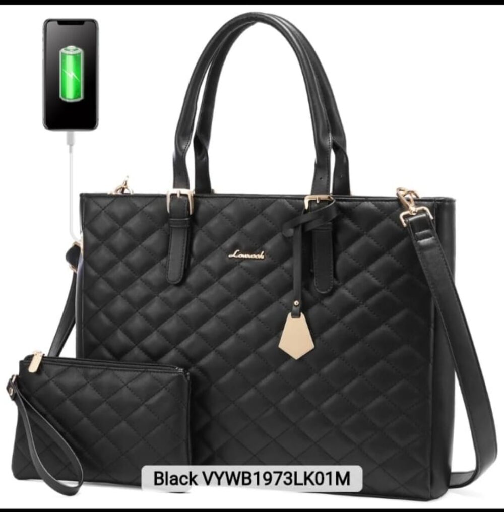 Fashion Quilted Pink Black Tote Bag