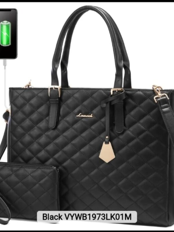 Fashion Quilted Pink Black Tote Bag